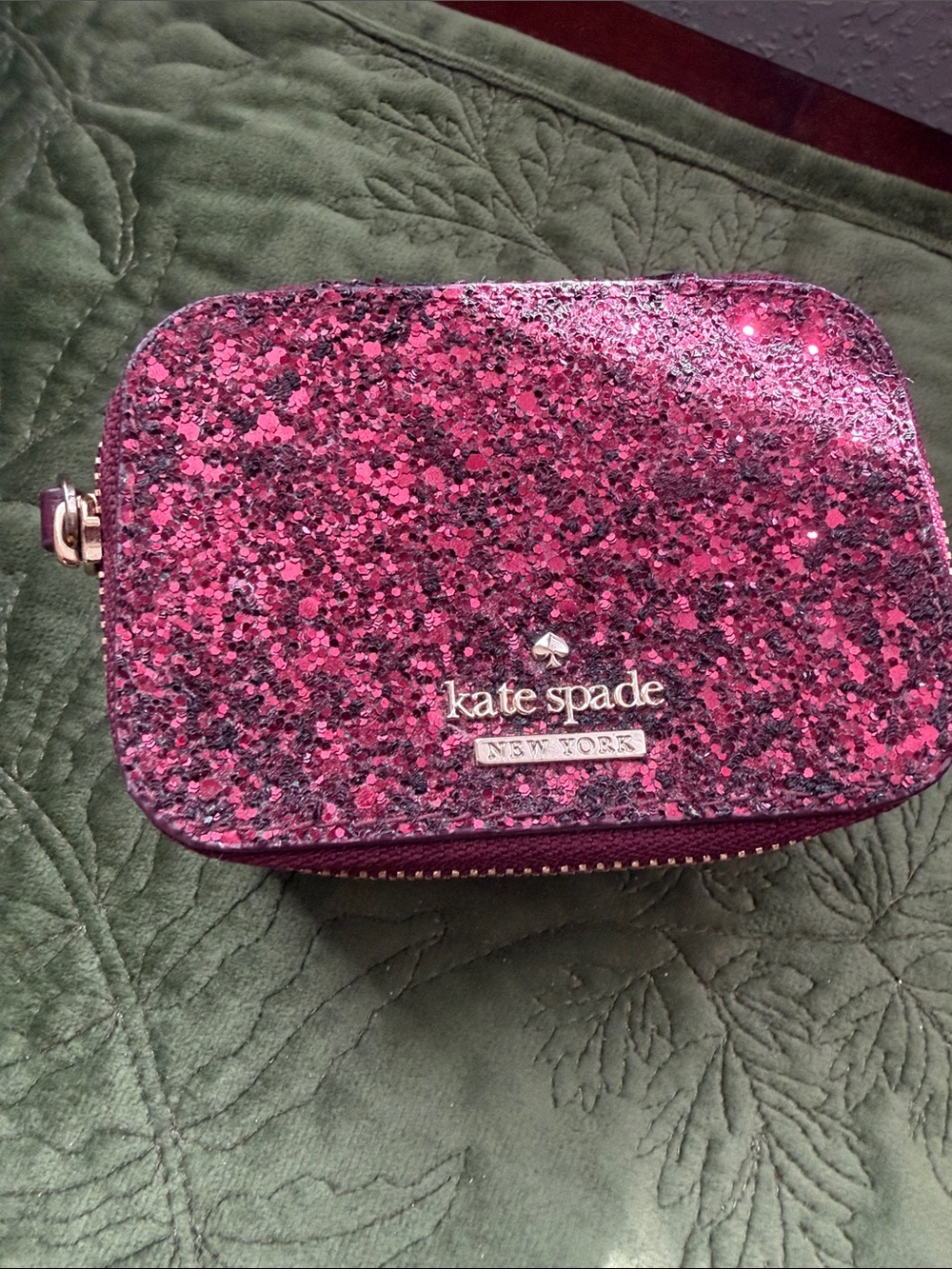 Kate Spade Red Glitter Compact Jewelry Case